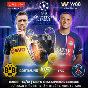 Read more about the article [W88 – MINIGAME] DORTMUND – PSG | CUP C1 | RƯỢT ĐUỔI Ở SIGNAL IDUNA PARK