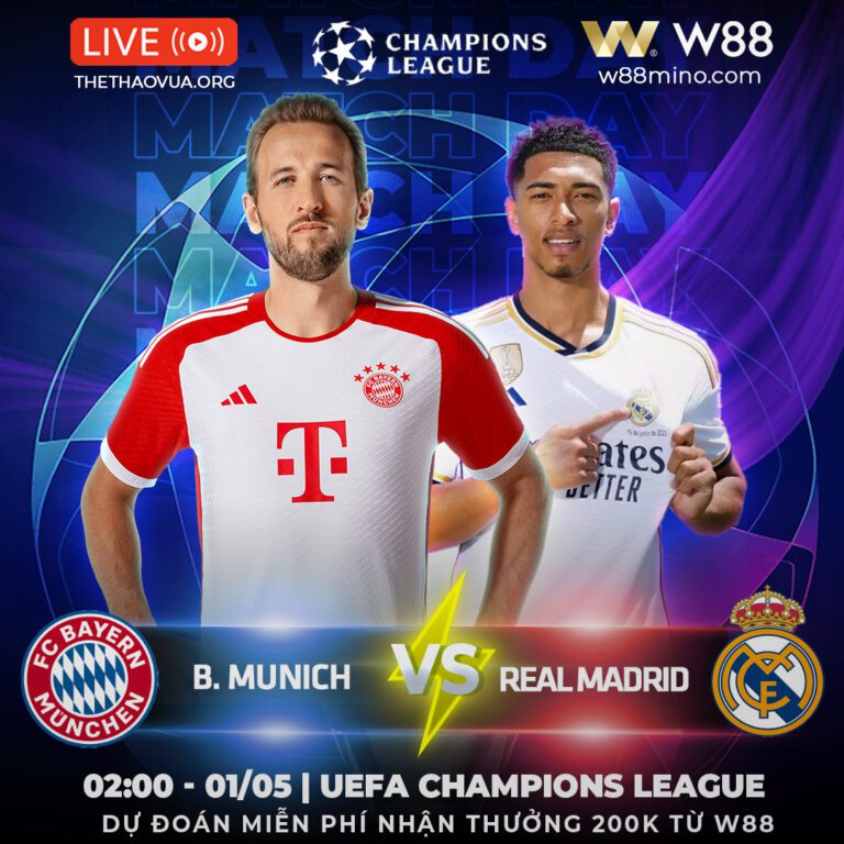 You are currently viewing [W88 – MINIGAME] CÚP C1 | BAYERN MUNICH – REAL MADRID | ĐƯỜNG TỚI CHUNG KẾT