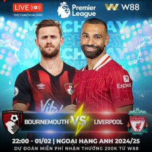 Read more about the article [W88 – MINIGAME] BOURNEMOUTH – LIVERPOOL | NGANG TÀI NGANG SỨC