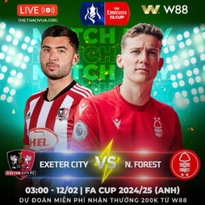 Read more about the article [W88 – MINIGAME] EXETER CITY – N. FOREST | FA CUP ANH
