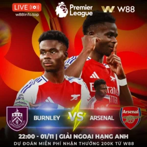 Read more about the article [W88 – MINIGAME] BURNLEY – ARSENAL | QUÁ DỄ CHO PHÁO