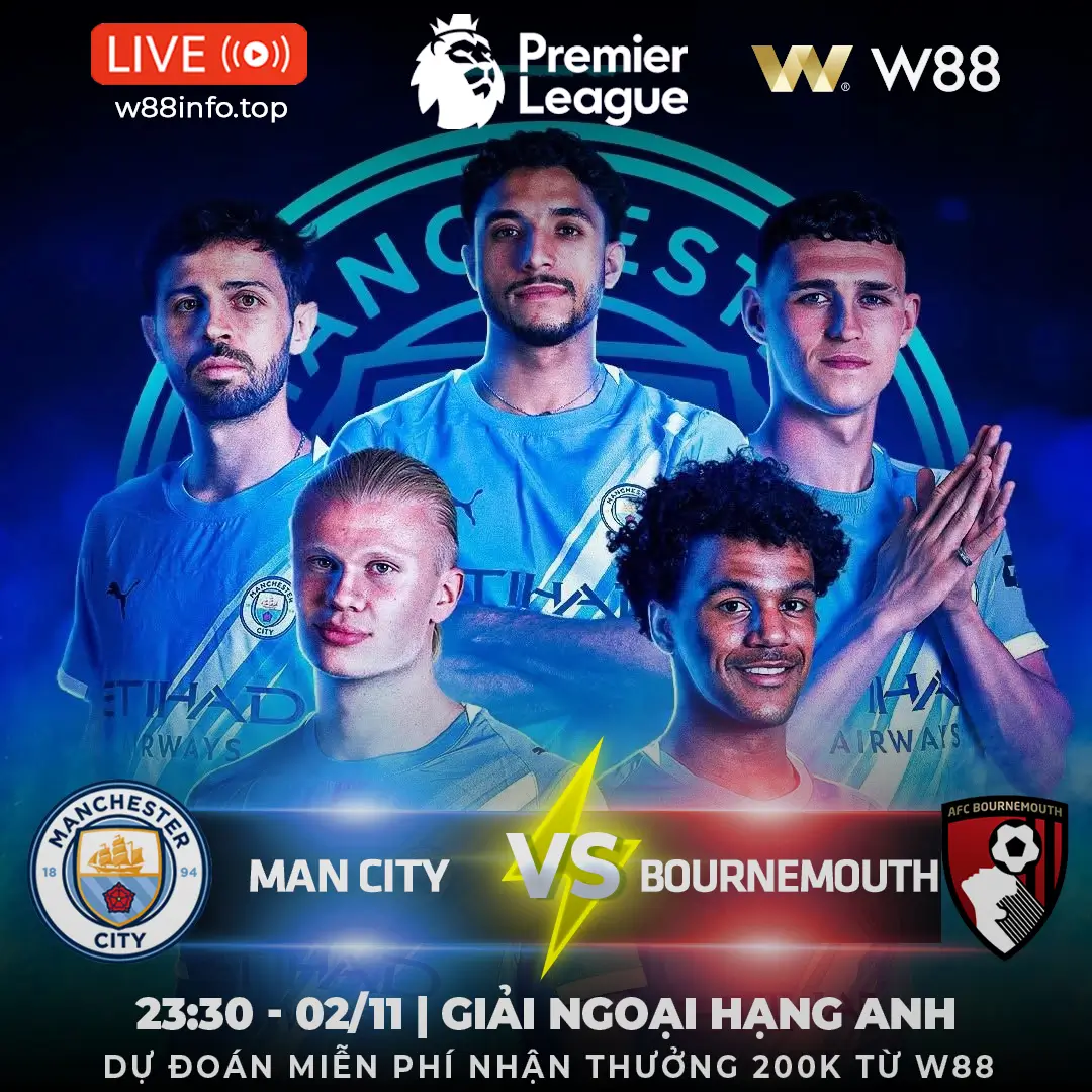 You are currently viewing [W88 – MINIGAME] MAN CITY – BOURNEMOUTH | THÁCH THỨC NGỰA Ô