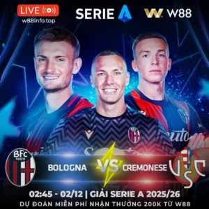 Read more about the article [W88 – MINIGAME] BOLOGNA – CREMONESE | HƯỚNG TỚI 3 ĐIỂM