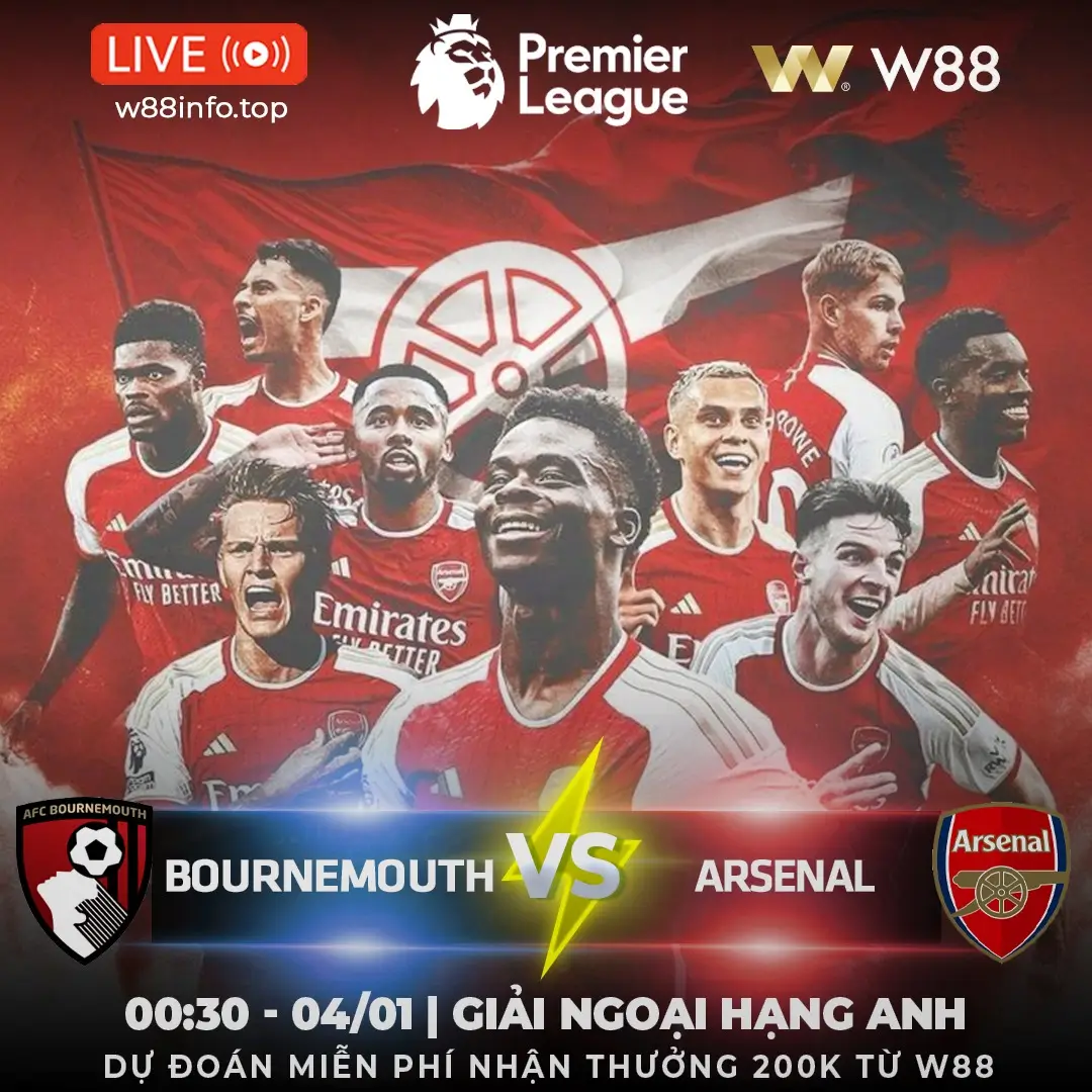 You are currently viewing [W88 – MINIGAME] BOURNEMOUTH – ARSENAL | KHÔNG THỂ CẢN BƯỚC