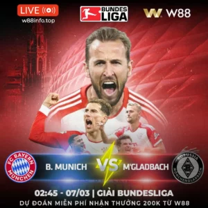 Read more about the article [W88 – MINIGAME] BAYERN MUNICH – M.GLADBACH | CHỦ NHÀ OUT TRÌNH